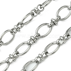 304 Stainless Steel Chains, Unwelded, with Spool, Stainless Steel Color, 14x9.5x2mm(CHS-Q005-02P)