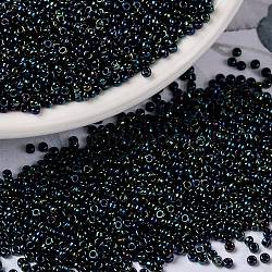 MIYUKI Round Rocailles Beads, Japanese Seed Beads, (RR452) Metallic Dark Blue Iris, 15/0, 1.5mm, Hole: 0.7mm, about 27777pcs/50g(SEED-X0056-RR0452)