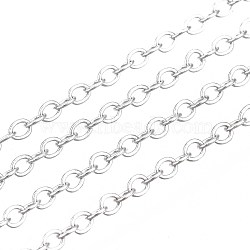 Brass Cable Chains, Soldered, with Spool, Flat Oval, Platinum, 2x1.8x0.2mm, about 9.84 Feet(3m)/Roll(CHC-T008-08P)