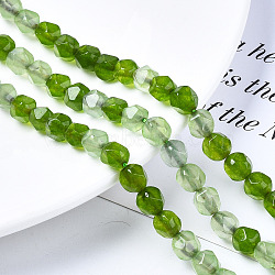 Natural White Jade Beads Strands, Dyed, Faceted, Star Cut Round Beads, Olive Drab, 8x7~7.5mm, Hole: 1mm, about 47pcs/strand, 14.17 inch(36cm)(G-N326-96)