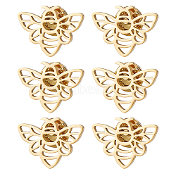 6Pcs Bees 304 Stainless Steel Lapel Pin Backs for Backpack Clothes, Silver, 20x27mm(JEWB-FH0003-11G)