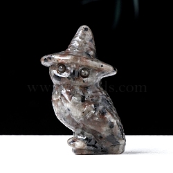 Natural Syenite Carved Owl Figurines, for Home Office Desktop Decoration, 22x40mm(PW-WG0199F-08)