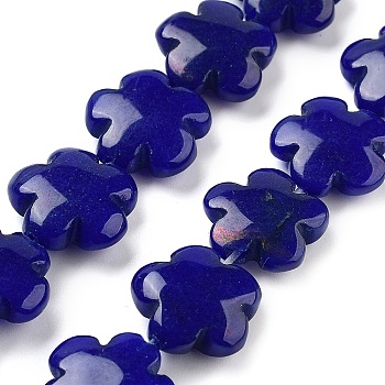 Synthetic White Jade Beads Strands, Dyed, Flower, Midnight Blue, 16x16x6mm, Hole: 1.4mm, about 25pcs/strand, 14.57~14.96 inch(37~38cm)