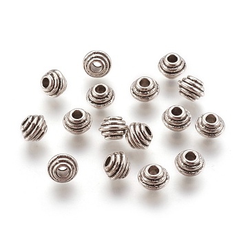 Tibetan Style Alloy Spacer Beads, Rondelle, Lead Free & Cadmium Free, Antique Silver, 5x6.5mm, Hole: 2.5mm
