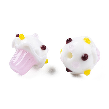 Handmade Bumpy Lampwork Beads, Mushroom, Pink, 14~16x14~16x14~16mm, Hole: 1.6mm