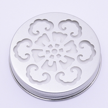 Aluminium Hollow Candle Lids, Candle Toppers, Flat Round with Snowflake Pattern, Silver, 70x13mm, Inner Diameter: 66mm