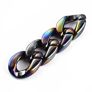 Acrylic Linking Rings, Quick Link Connectors, For Jewelry Chains Making, AB Color Plated, Twist, Rainbow color Plated, 23x16.5x5.5mm, Inner Diameter: 6x12.5mm