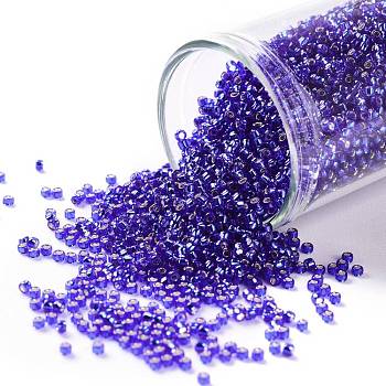 TOHO Round Seed Beads, Japanese Seed Beads, (28) Silver Lined Cobalt, 15/0, 1.5mm, Hole: 0.7mm, about 3000pcs/10g