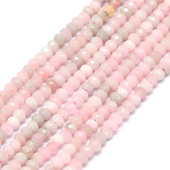 Natural Pink Opal Beads Strands, Faceted, Rondelle, 2~2.5x2mm, Hole: 0.5mm, about 223~226pcs/strand, 14.96~15.16 inch(38~38.5cm)