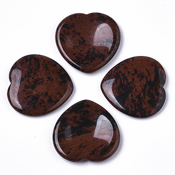 Natural Mahogany Obsidian Thumb Worry Stone, Pocket Palm Stones, for Healing Reiki Stress Relief, Heart Shape, 39~40x39~40x5~6mm