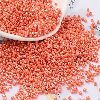 Baking Paint Glass Seed Beads, Cylinder, Coral, 2x1.5mm, Hole: 1mm, about 50398pcs/pound