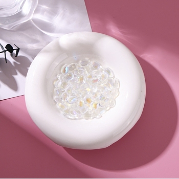 Glass Pendants, Teardrop Charms, Clear AB, 9x5.5x4.5mm, Hole: 0.8mm