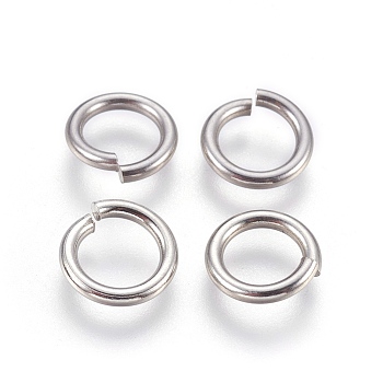 304 Stainless Steel Open Jump Rings, Stainless Steel Color, 13 Gauge, 11x1.8mm, Inner Diameter: 7mm, 400pcs/bag
