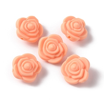 Food Grade Eco-Friendly Silicone Beads, Double-sided Rose, Light Salmon, 20.5x12.5mm, Hole: 2mm