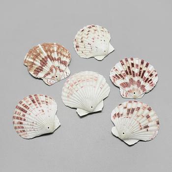 Sea Shell Big Pendants, Saddle Brown, 45~62x48~66x4~8mm, Hole: 1.5mm, about 75pcs/500g