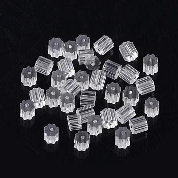 Plastic Ear Nuts, Earring Backs, Clear, 3x3x3mm, Hole: 0.5mm, about 492pcs/10g