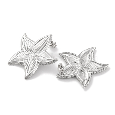 304 Stainless Steel Starfish Stud Earrings(EJEW-D281-22S)-2