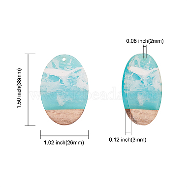 16pcs 4 couleurs pendentifs en résine transparente et en bois de noyer(RESI-CJ0001-206)-2