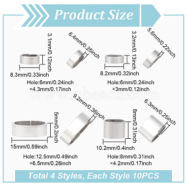 40Pcs 4 Styles 304 Stainless Steel Slide Charms/Slider Beads(STAS-BC0003-65)-2