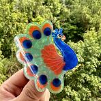 Acrylic Claw Hair Clips, with Iron, Peacock, 82x60x45mm(PHAR-D302-01B-G)