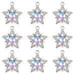 10Pcs Glass Pendants, with Alloy Finding, Platinum, Star, Medium Slate Blue, 18.5x16.5x5.5mm, Hole: 1.8mm(GLAA-YW0004-64A-06)
