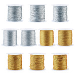 10 Rolls 10 Styles Round PET Metallic Thread, Mixed Color, 0.1~1mm, 1 roll/style(MCOR-TA0001-04)