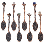 8Pcs 8 Styles Zinc Alloy Coffee Tea Spoon, Natural Gemstone Head Spoon, 99.5~102x19x10.5mm, 1pc/style(AJEW-NB0006-51)