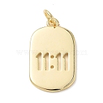 Brass Pendants, Rectangle with Number 11:11 Charms, Rack Plating, Long-Lasting Plated, Cadmium Free & Lead Free, Real 18K Gold Plated, 20.5x12x1.5mm, Hole: 3.5mm(KK-L268-004G)