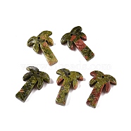 Natural Unakite Coconut Tree Pendants, Palm Tree Charms, 27~28x19~22x5~6mm, Hole: 1.2~1.5mm(G-N342-02B)