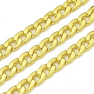 304 Stainless Steel Curb Chains, Unwelded, with Spool, Real 18K Gold Plated, 7.5x5.5x1.5mm(CHS-G036-09G)