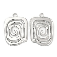 304 Stainless Steel Pendants, Vortex Charm, Stainless Steel Color, 28.5x20x2mm, Hole: 2.7mm(STAS-L020-007P)