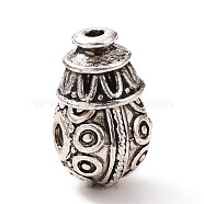 Tibetan Style Alloy 3 Hole Guru Beads, T-Drilled Beads, Teardrop, Antique Silver, 8x6mm, Hole: 6mm and 1.6mm(X-FIND-A031-04AS)