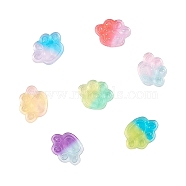 Transparent Resin Cabochons, Two Tone, No Hole, Paw, Mixed Color, 11x10x4.2mm(RESI-CJ0001-105)