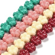 Synthetic Coral Dyed Beads Strands, Flower, Mixed Color, 12~13x14x7~7.5mm, Hole: 1mm, about 30pcs/strand, 14.17''~14.37''(36~36.5cm)(CORA-P008-06A)