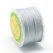 Nylon Threads, Milan Cords/Twisted Cords, Gray, 1.5~2mm, about 54.68 yards(50m)/roll(NWIR-R039-484)