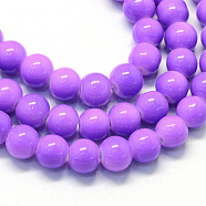 Baking Painted Glass Beads Strands, Round, Medium Orchid, 8.5~9mm, Hole: 1.5mm, about 105pcs/strand(X-DGLA-Q020-8mm-27)