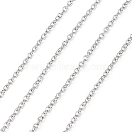 304 Stainless Steel Cable Chains, Soldered, Oval, Stainless Steel Color, 2x2x0.5mm(X-CHS-R003-0.5mm)