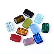 Czech Glass Beads, Electroplated or Transparent or Frosted Effect, Rectangle, Mixed Color, 12x8x4mm, Hole: 0.8mm(X-GLAA-G077-11)