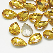 Pointed Back Glass Rhinestone Cabochons, Back Plated, Faceted, teardrop, Topaz, 18x13x5mm(RGLA-T081-13x18mm-22)