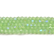 Imitation Jade Electroplate Glass Beads Strands, AB Color Plated, Faceted, Bicone, Green, 2.9~3.3x2.5mm, Hole: 0.7mm, about 145~150pcs/strand, 16.34~16.54 inch(41.5~42cm)(EGLA-A039-J2mm-L01)