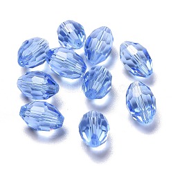 Glass Imitation Austrian Crystal Beads, Faceted, Oval, Cornflower Blue, 15x9mm, Hole: 0.8~1.4mm(GLAA-K055-07B)