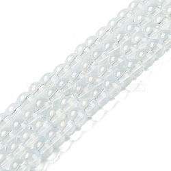 Glass Bead Strands, with Glitter Powder, Round, Pale Green, 6x5.5mm, Hole: 1mm, about 142pcs/strand, 29.92''(76cm)(GLAA-K068-01A-08)