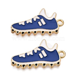 Rack Plating Alloy Enamel Pendants, Cadmium Free & Nickel Free & Lead Free, Light Gold, Shoes Charm, Medium Blue, 26x14x1mm, Hole: 1.8mm(ENAM-N056-387KCG-02)