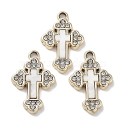 Alloy Pendants, with Shell and Rhinestone, Cadmium Free & Lead Free, Cross, 20.5x13.5x2.5mm, Hole: 1.5mm(FIND-C042-07G-01)