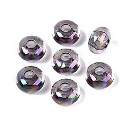 Transparent Acrylic European Beads, Rondelle Large Hole Beads, Black, 14x8mm, Hole: 5mm(OACR-E033-20A)