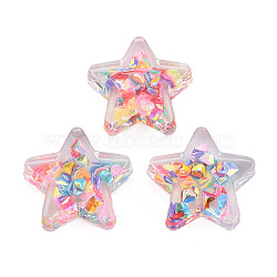 Translucent Acrylic Cabochons, with Paillette, Star, Colorful, 25x25x8.5mm(TACR-N006-36)