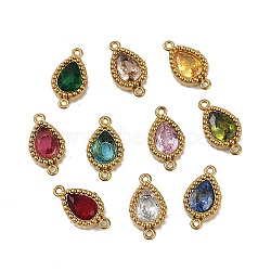 Ion Plating(IP) 304 Stainless Steel Cubic Zirconia Teardrop Links Connector Charms, Real 18K Gold Plated, Mixed Color, 12.5x6.5x2.5mm, Hole: 0.8mm(X-STAS-K256-23G)