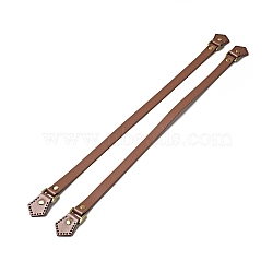 Arrow End Cowhide Leather Sew On Bag Handles, with Alloy Findings, Bag Strap Replacement Accessories, Saddle Brown, 61x3.5x1.05cm, Hole: 1.6mm(FIND-D027-16B)