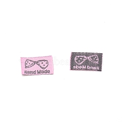 Polyester Sewing Labels, Cloth Labels, for Sewing, Knitting, Crafts, Bowknot Pattern, 11~12x17x0.4mm(FIND-TAC0008-19C)
