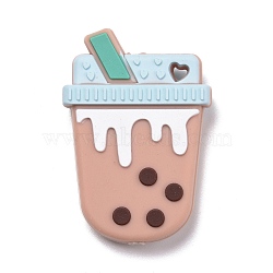 Silicone Focal Beads, Bubble Tea/Boba Milk Tea, Dark Salmon, 35x24x8mm, Hole: 2.5mm(SIL-A002-01C)